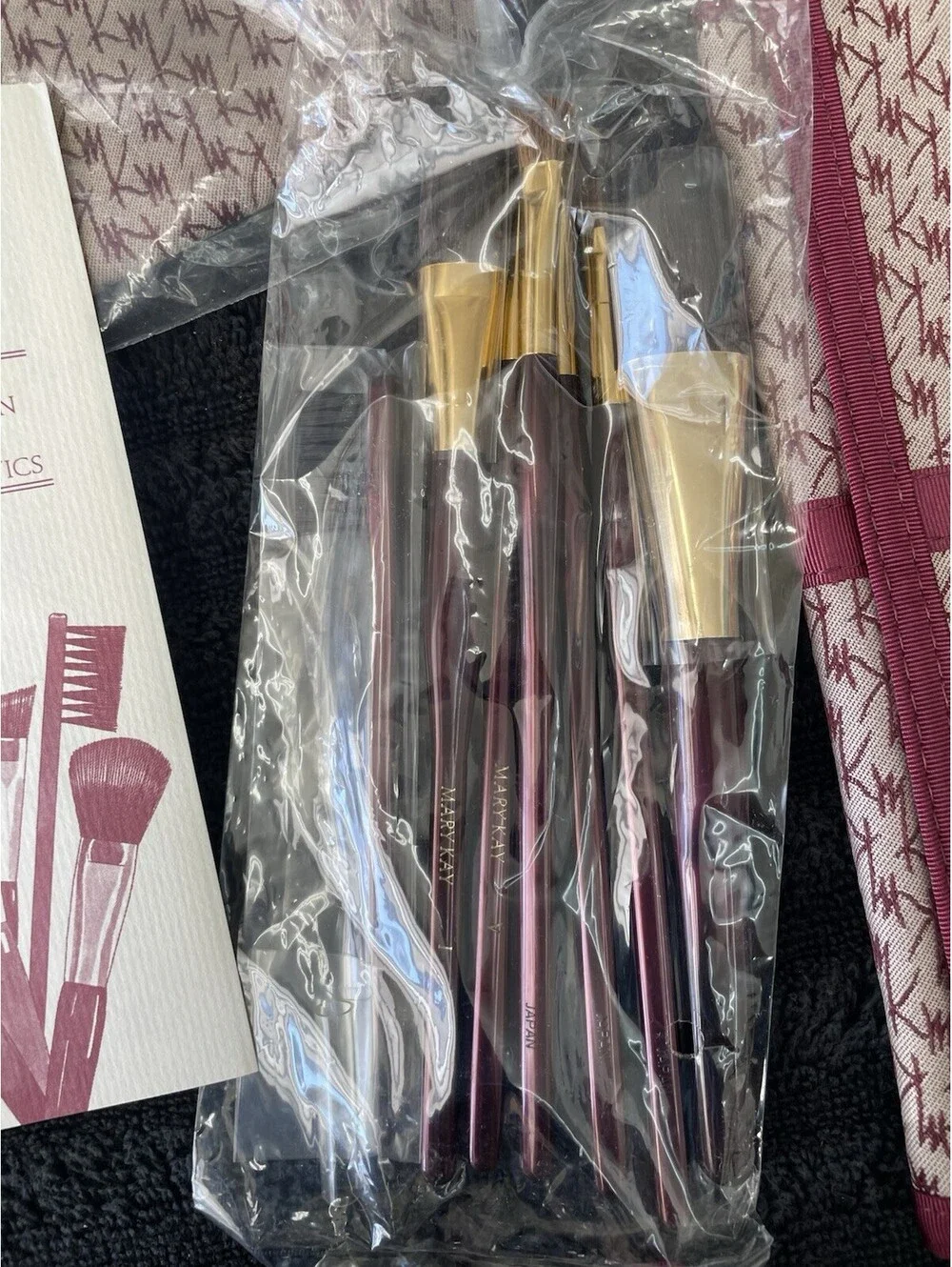 Mary Kay Brush Set Organizer Travel Bag 5 Full Size Brushes Vintage 1981 NOS